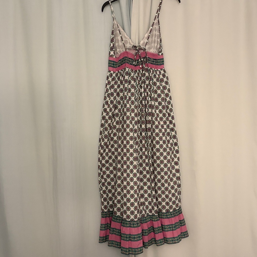 J. Crew White Maxi Dress with Pink and Green Trim - Picture 8 of 8